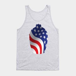 Big Green Egg design with American Flag Overlay Tank Top